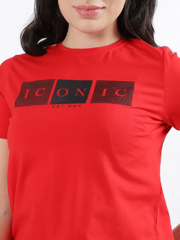 Iconic Red Fashion Logo Regular Fit T-Shirt