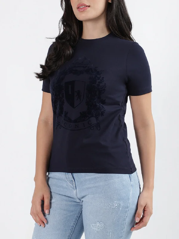 Iconic Navy Fashion Printed Regular Fit T-Shirt