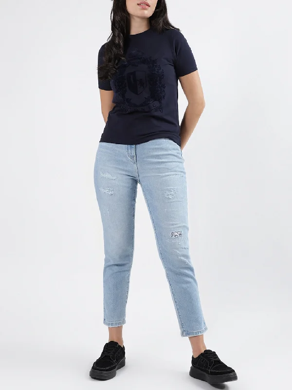 Iconic Navy Fashion Printed Regular Fit T-Shirt