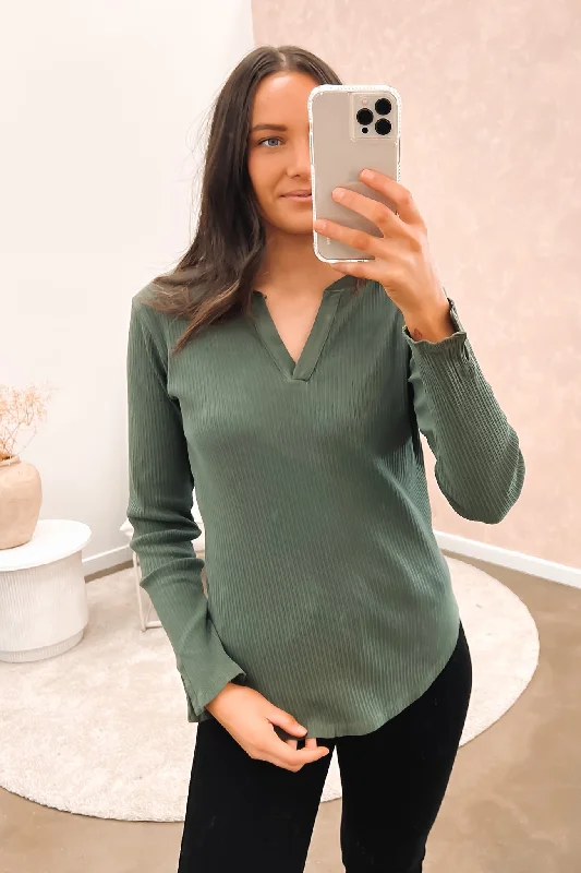 Kimberly Long Sleeve Tee Khaki