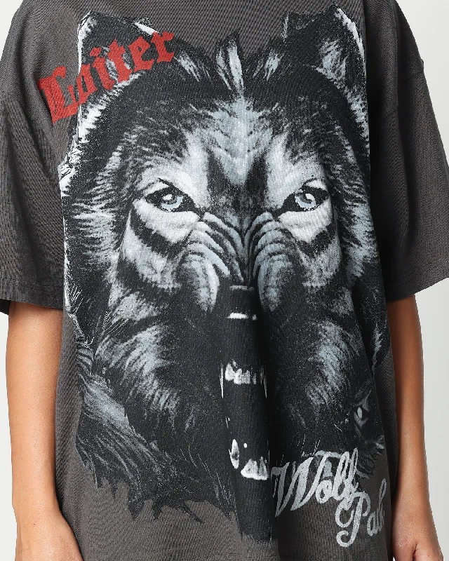 Loiter Wolf Pack Vintage T-Shirt Charcoal