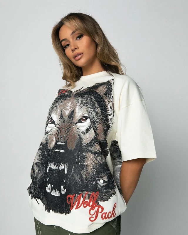 Loiter Wolf Pack Vintage T-Shirt Ecru