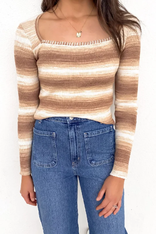 Marnie Long Sleeve Top Ombre Mocha