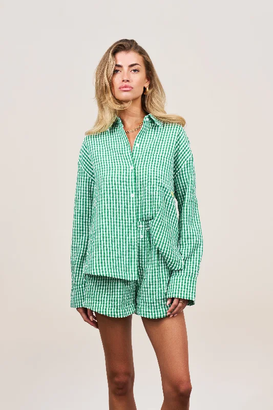 OVERSIZED GINGHAM SHIRT - GREEN