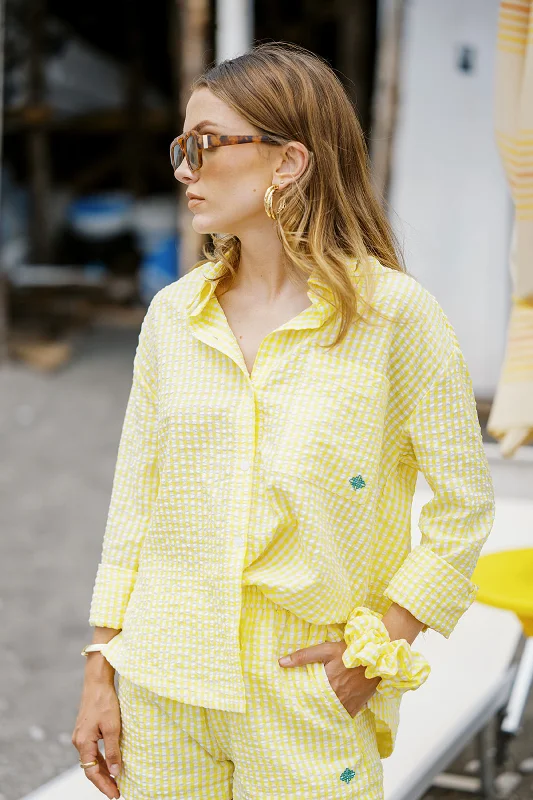 OVERSIZED GINGHAM SHIRT - YELLOW