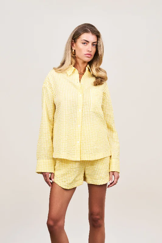 OVERSIZED GINGHAM SHIRT - YELLOW