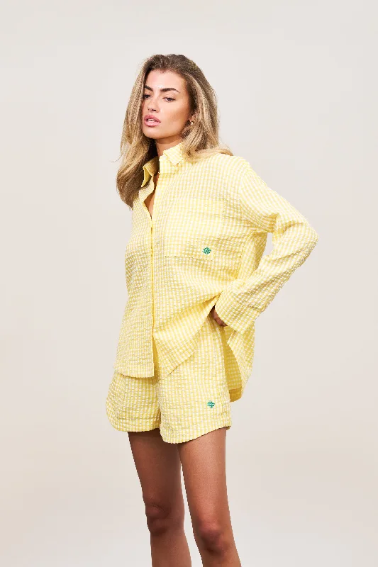 OVERSIZED GINGHAM SHIRT - YELLOW