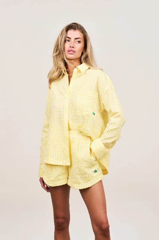 OVERSIZED GINGHAM SHIRT - YELLOW