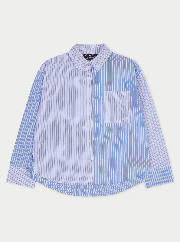 SPLICED STRIPE SHIRT - BLUE