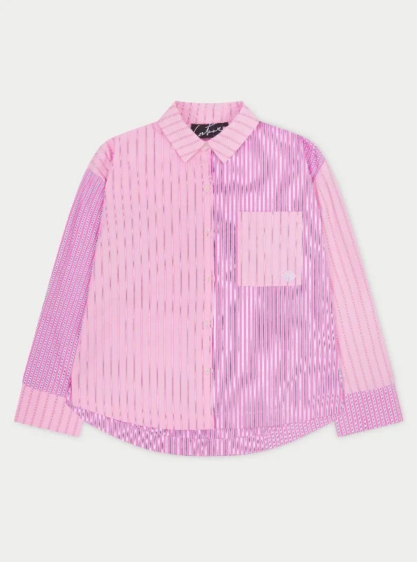 SPLICED STRIPE SHIRT - PINK