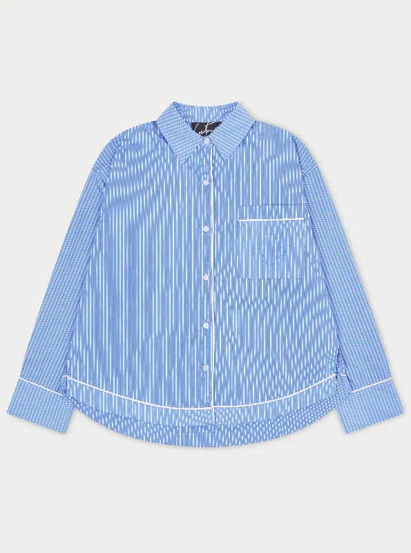 STRIPE PIPED EMBLEM SHIRT - BLUE