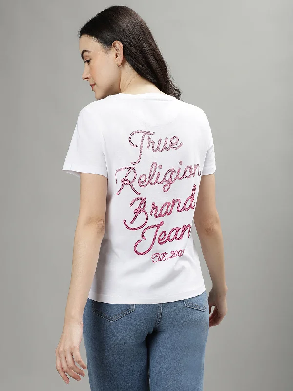 True Religion White Fashion Logo Regular Fit T-Shirt