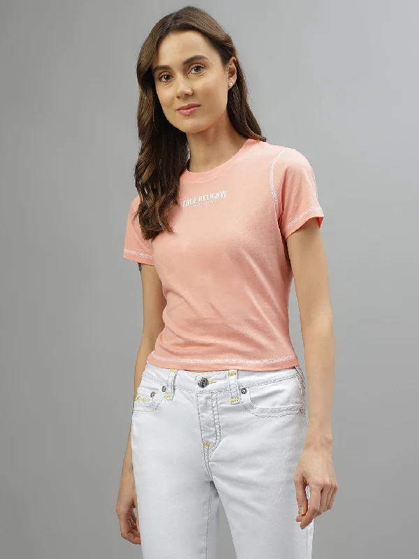 True Religion Pink Fashion Logo Slim Fit T-Shirt