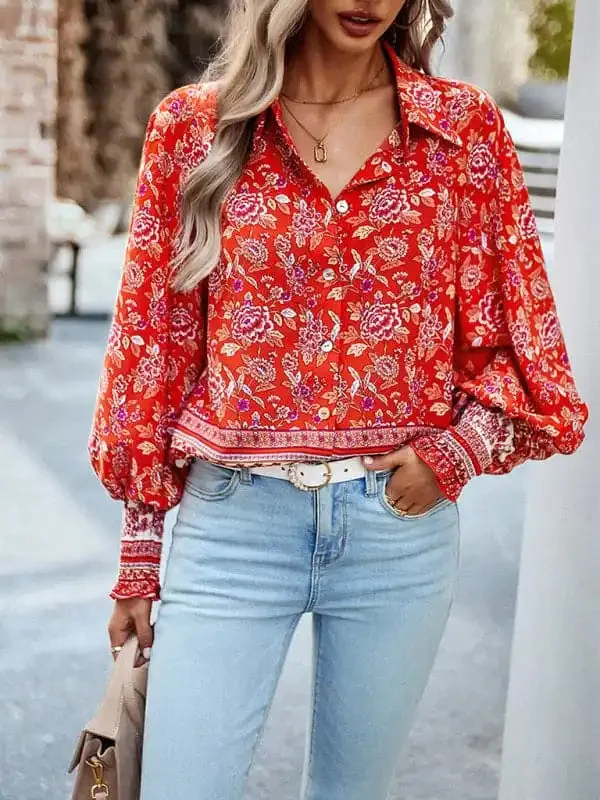 Women’s Printed Vacation Casual Long Sleeve Top