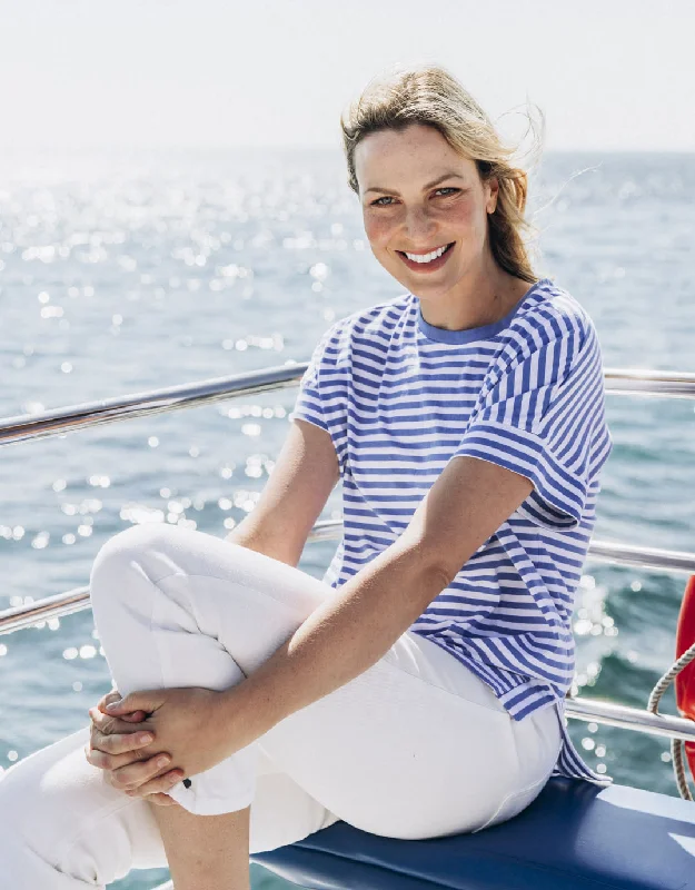 Yara Stripe Short Sleeve Tee - Cerulean Blue & White Stripe