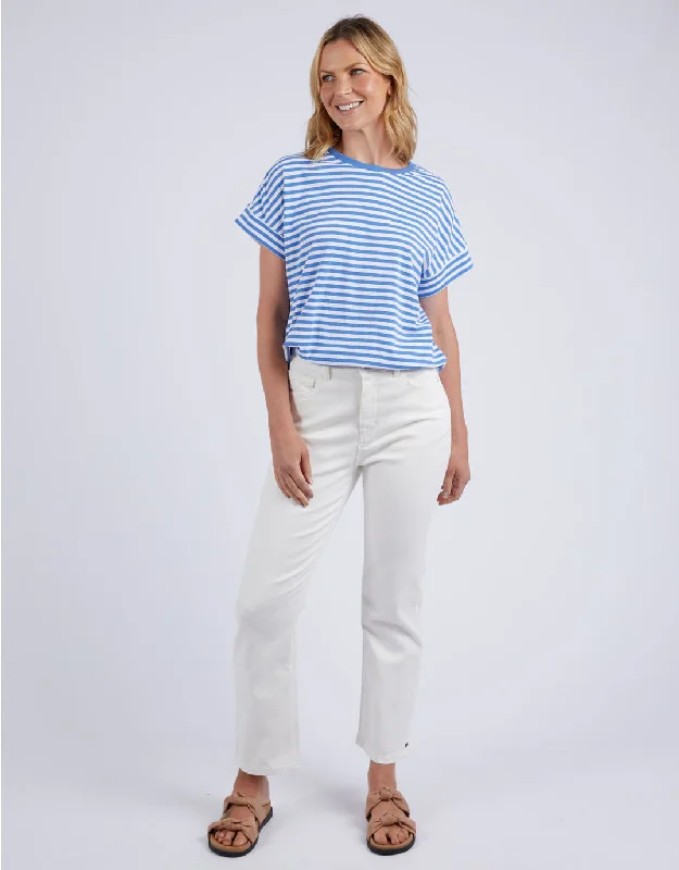 Yara Stripe Short Sleeve Tee - Cerulean Blue & White Stripe