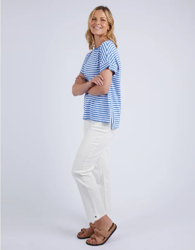 Yara Stripe Short Sleeve Tee - Cerulean Blue & White Stripe