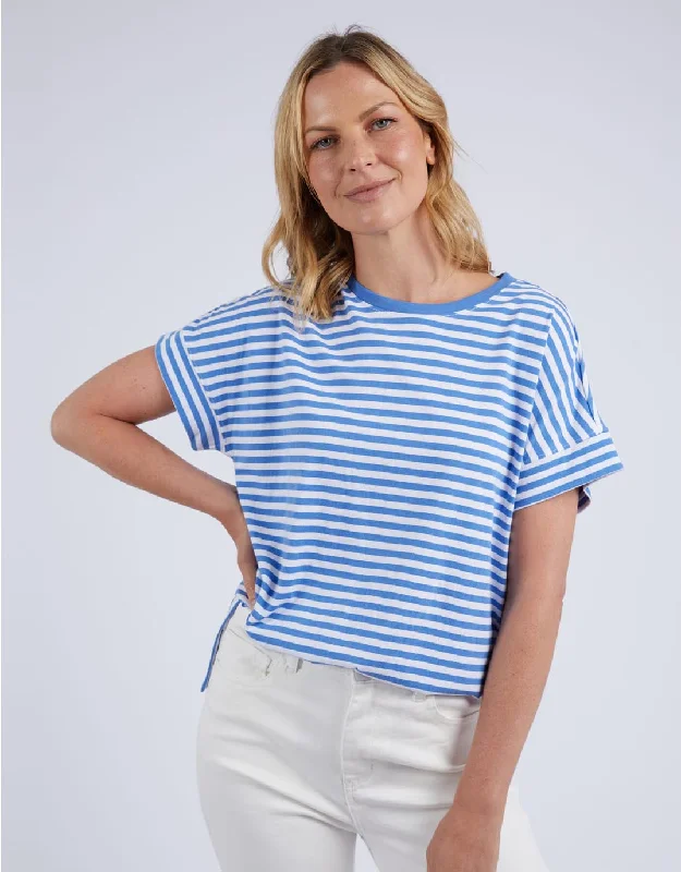 Yara Stripe Short Sleeve Tee - Cerulean Blue & White Stripe