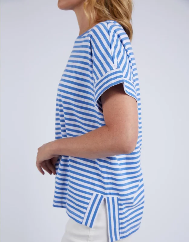 Yara Stripe Short Sleeve Tee - Cerulean Blue & White Stripe