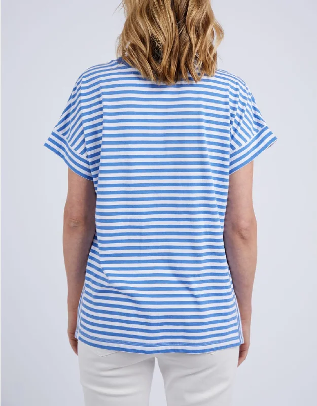 Yara Stripe Short Sleeve Tee - Cerulean Blue & White Stripe