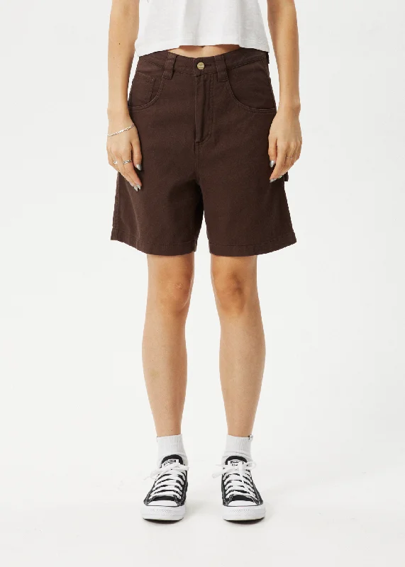 AFENDS Womens Emilie - Carpenter Shorts - Coffee