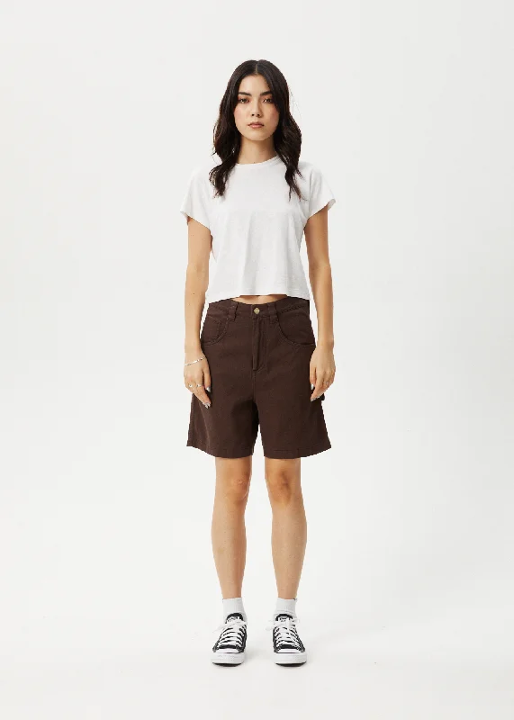 AFENDS Womens Emilie - Carpenter Shorts - Coffee