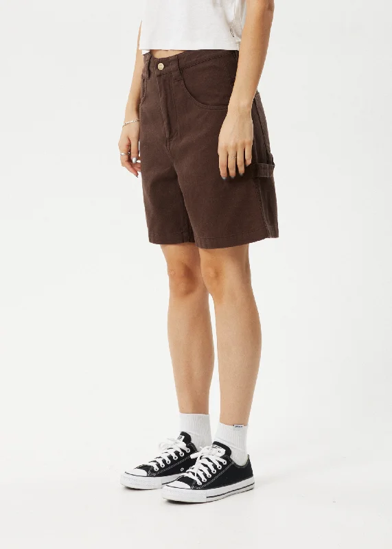 AFENDS Womens Emilie - Carpenter Shorts - Coffee