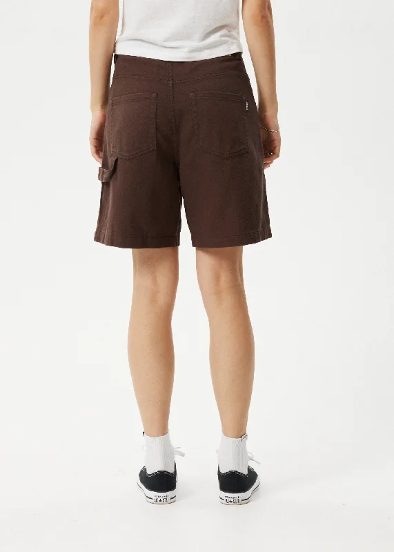 AFENDS Womens Emilie - Carpenter Shorts - Coffee