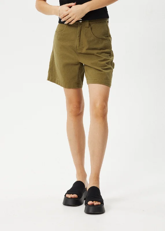 AFENDS Womens Emilie - Carpenter Shorts - Military