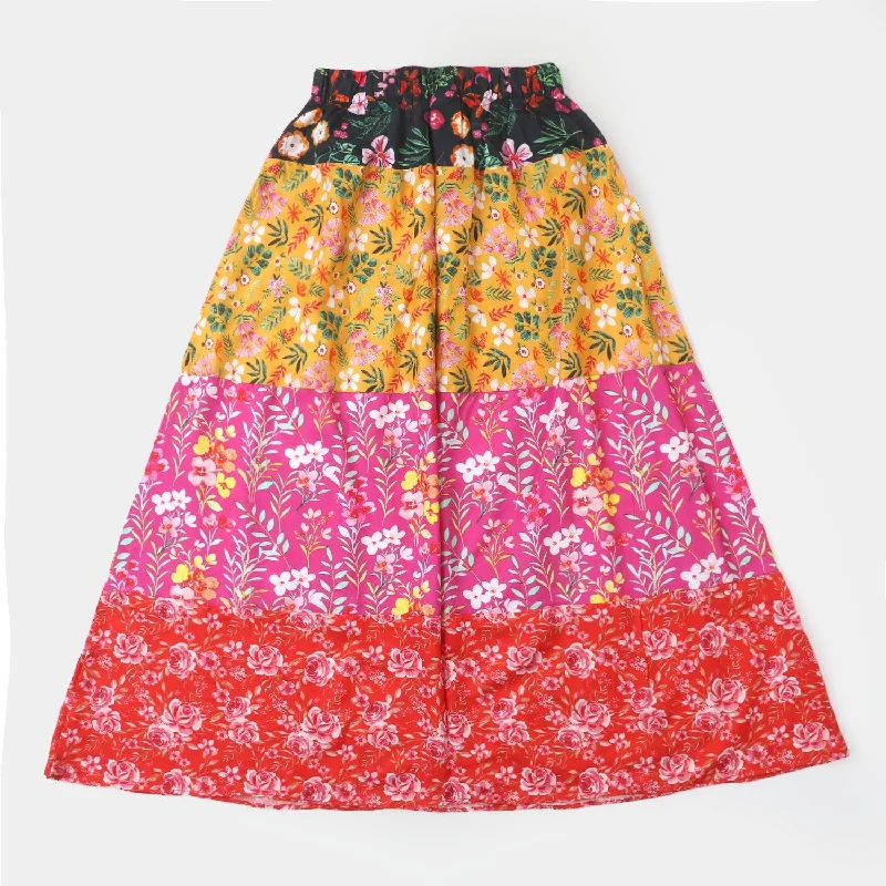 Girls Digital Print Long Skirt Maze - Multi