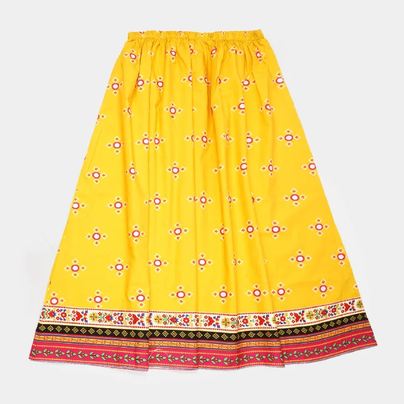 Girls Teens Digital Print Long Skirt Sun Glow - Citrus