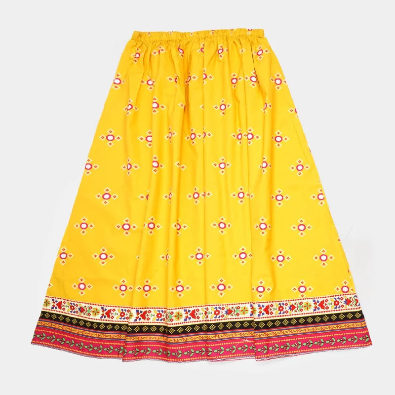 Girls Teens Digital Print Long Skirt Sun Glow - Citrus