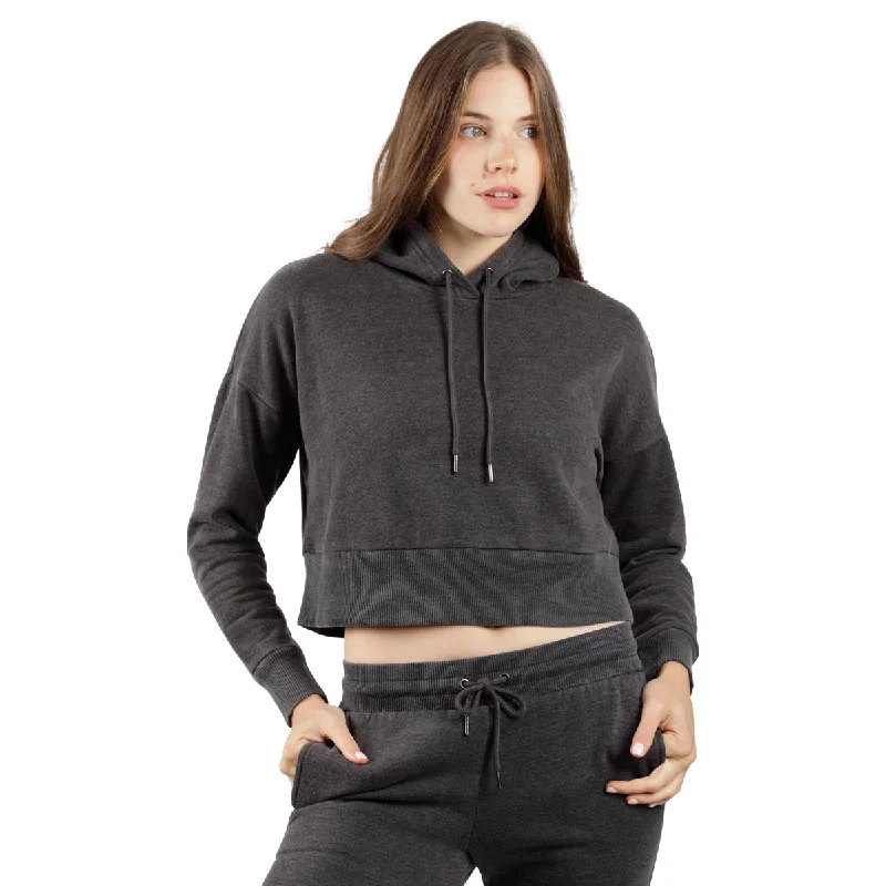 90 Degree By Reflex Women's Stone Washed Cropped Hoodie Sweatshirt