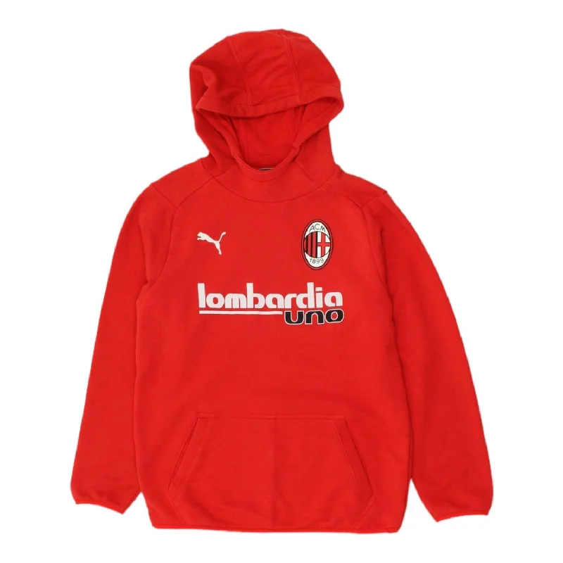 AC Milan Kids Red Pullover Puma Hoodie | Italian Football Sportswear Boys Hoody