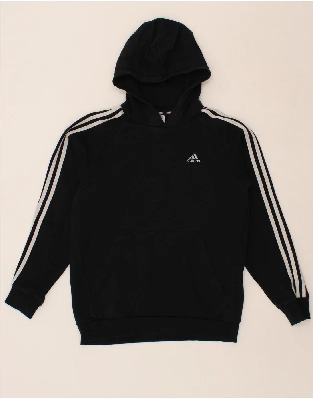 ADIDAS Boys Hoodie Jumper 13-14 Years Black Cotton