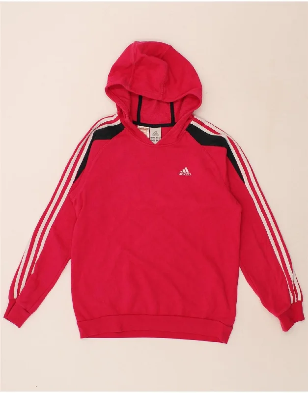 ADIDAS Girls Hoodie Jumper 13-14 Years Pink Colourblock Cotton