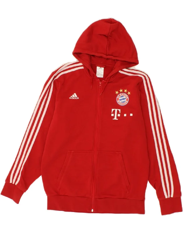 ADIDAS Mens FC Bayern Munchen Graphic Zip Hoodie Sweater Medium Red Cotton