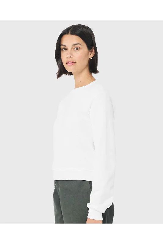 Bella + Canvas Womens Sponge Fleece Classic Crewneck Sweatshirt - White - NEW