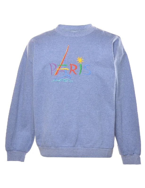 Blue Embroidered Sweatshirt - L