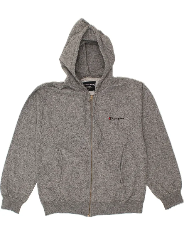 CHAMPION Mens Zip Hoodie Sweater Small Grey Cotton