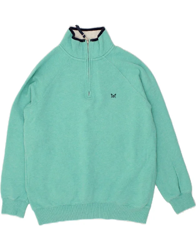 CREW CLOTHING Womens Zip Neck Sweatshirt Jumper UK 12 Medium  Turquoise