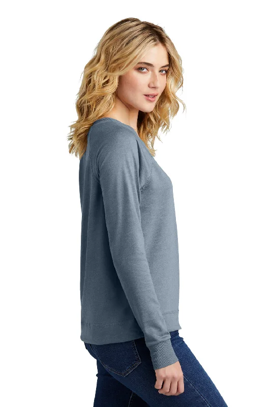 District Womens French Terry Crewneck Sweatshirt - Heather Flint Blue