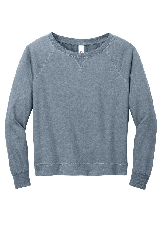 District Womens French Terry Crewneck Sweatshirt - Heather Flint Blue