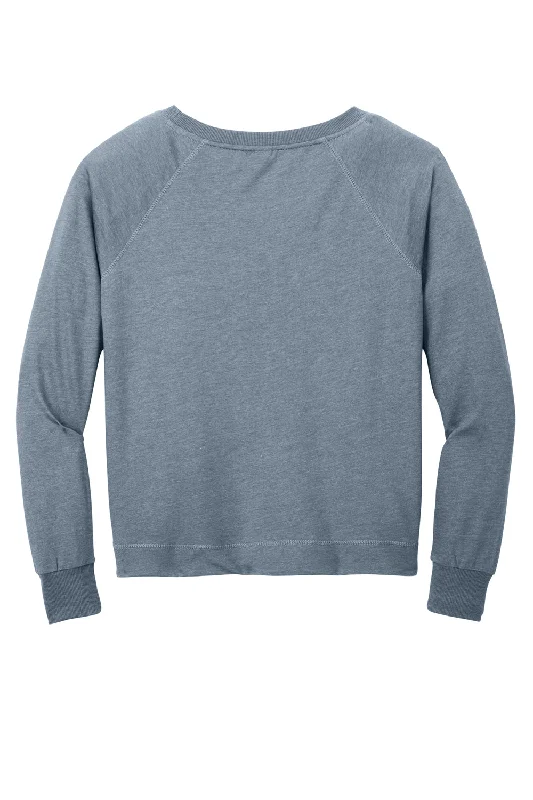 District Womens French Terry Crewneck Sweatshirt - Heather Flint Blue