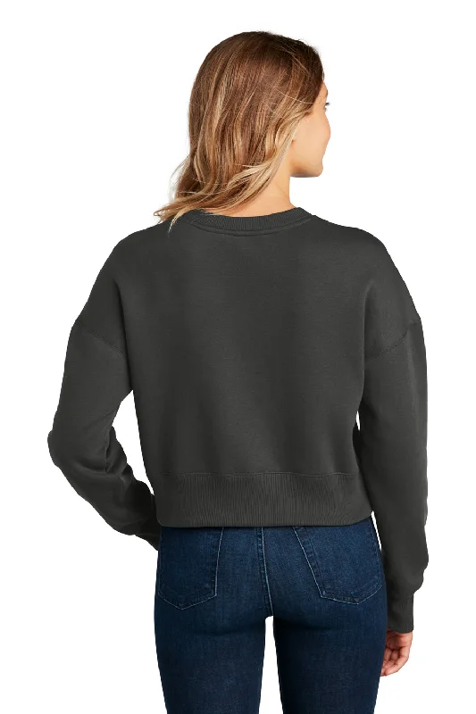 District Womens Perfect Weight Fleece Cropped Crewneck Sweatshirt - Charcoal Grey