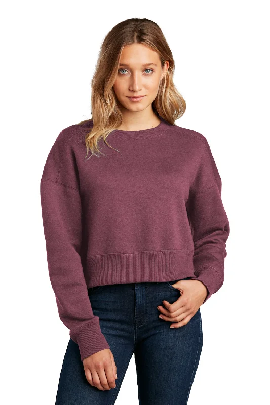 District Womens Perfect Weight Fleece Cropped Crewneck Sweatshirt - Heather Loganberry