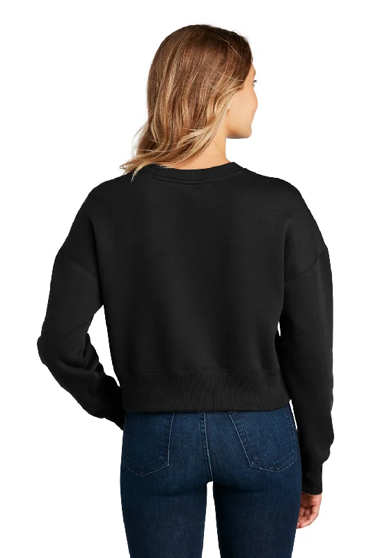 District Womens Perfect Weight Fleece Cropped Crewneck Sweatshirt - Jet Black