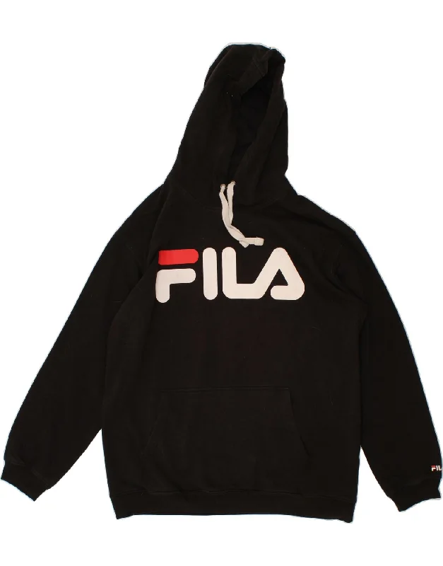 FILA Mens Graphic Hoodie Jumper XL Black Cotton