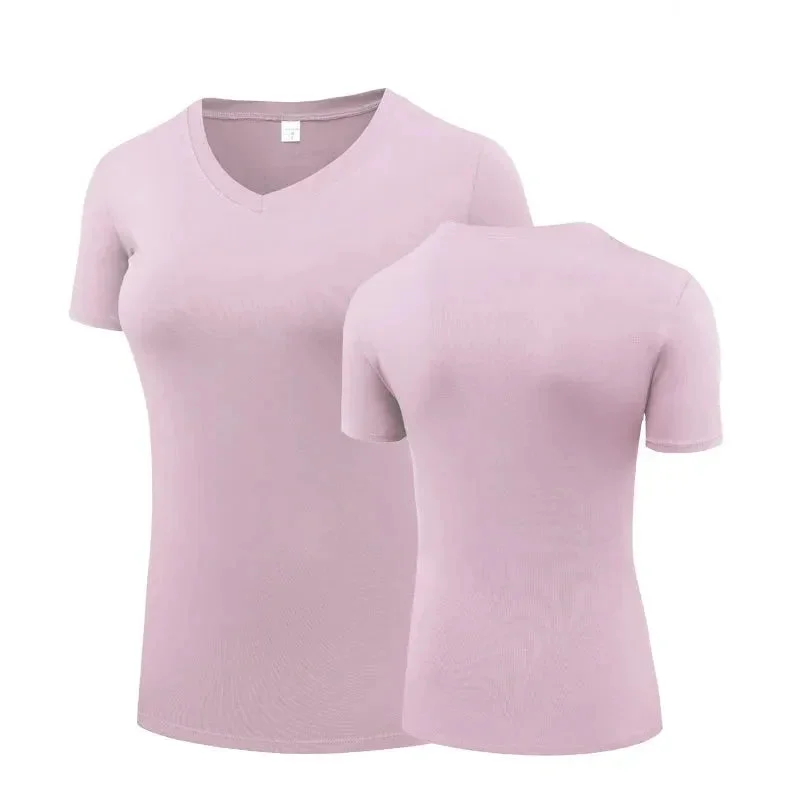 V neck-light pink / XXL