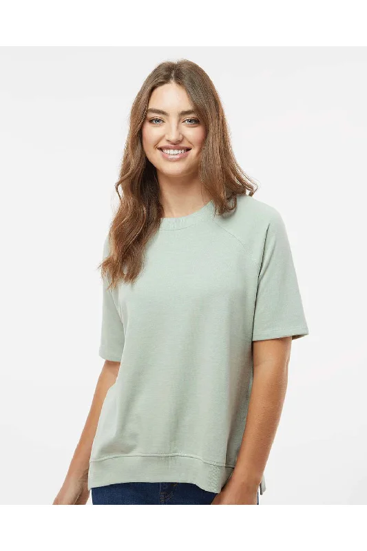 MV Sport Womens French Terry Short Sleeve Crewneck Sweatshirt - Greenstone - NEW